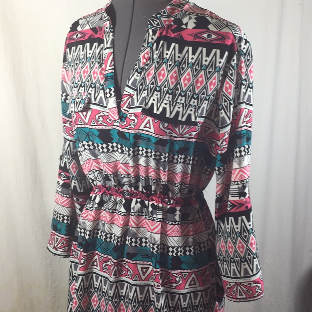 Rue 21 Multi Colored 3/4 Sleeve Dress Size M